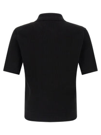Dolce &amp; Gabbana Micro Ribbed Polo Shirt Black