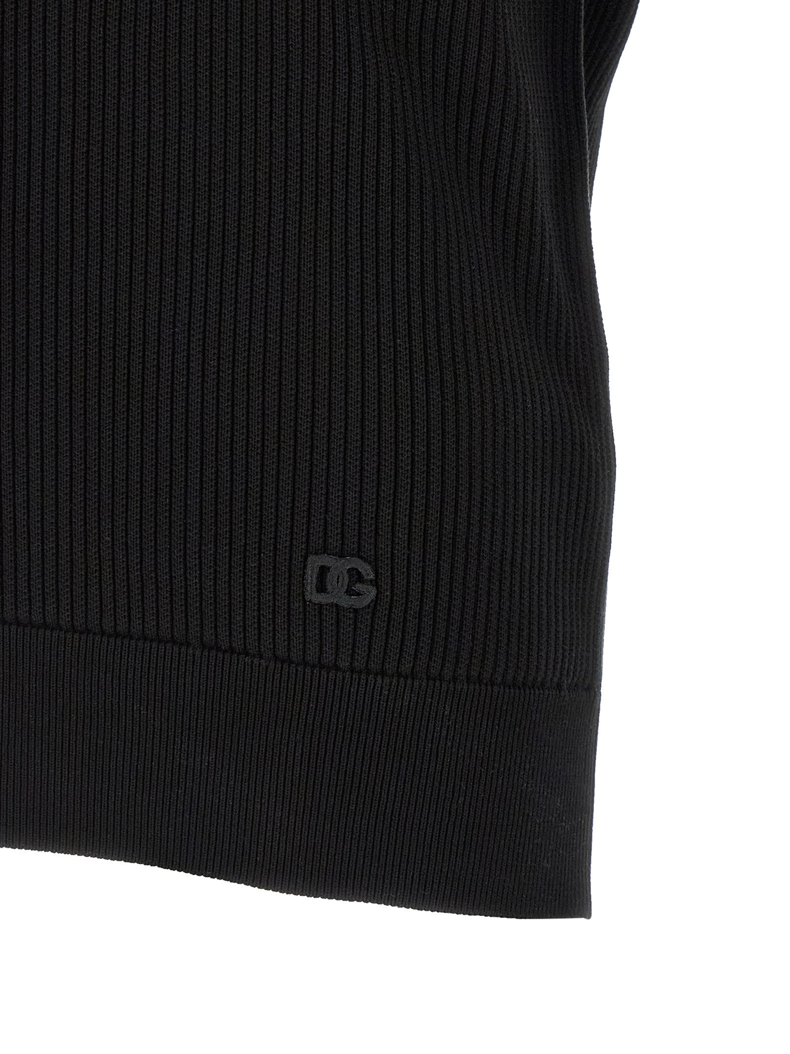 Dolce &amp; Gabbana Micro Ribbed Polo Shirt Black