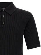 Dolce &amp; Gabbana Micro Ribbed Polo Shirt Black, view 3
