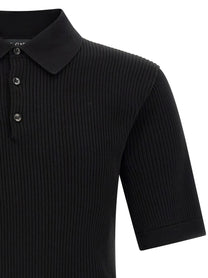 Dolce &amp; Gabbana Micro Ribbed Polo Shirt Black