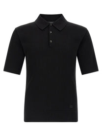 Dolce &amp; Gabbana Micro Ribbed Polo Shirt Black