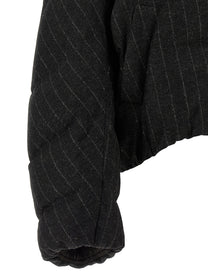 Brunello Cucinelli Micro Sequin Pinstriped Crop Down Jacket Grey