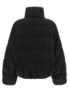 Brunello Cucinelli Micro Sequin Pinstriped Crop Down Jacket Grey, view 2