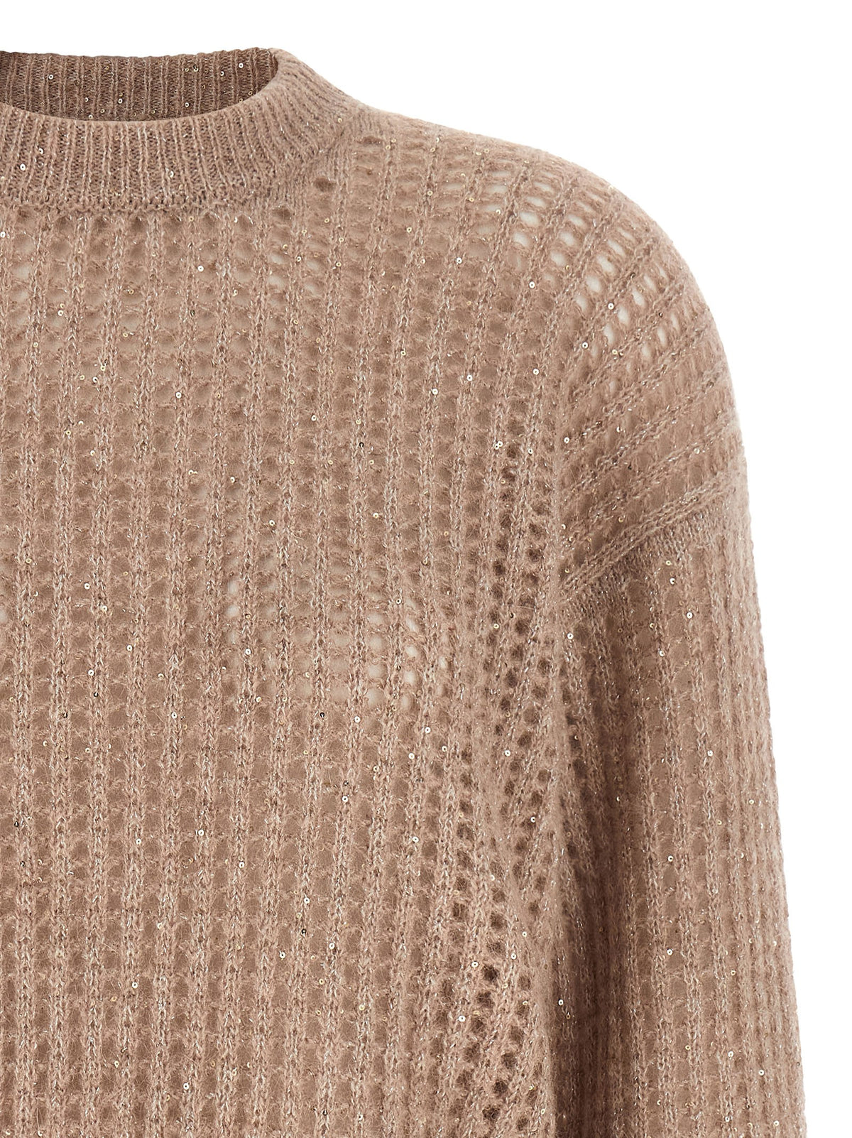 Peserico Micro Sequin Sweater Beige, view 3