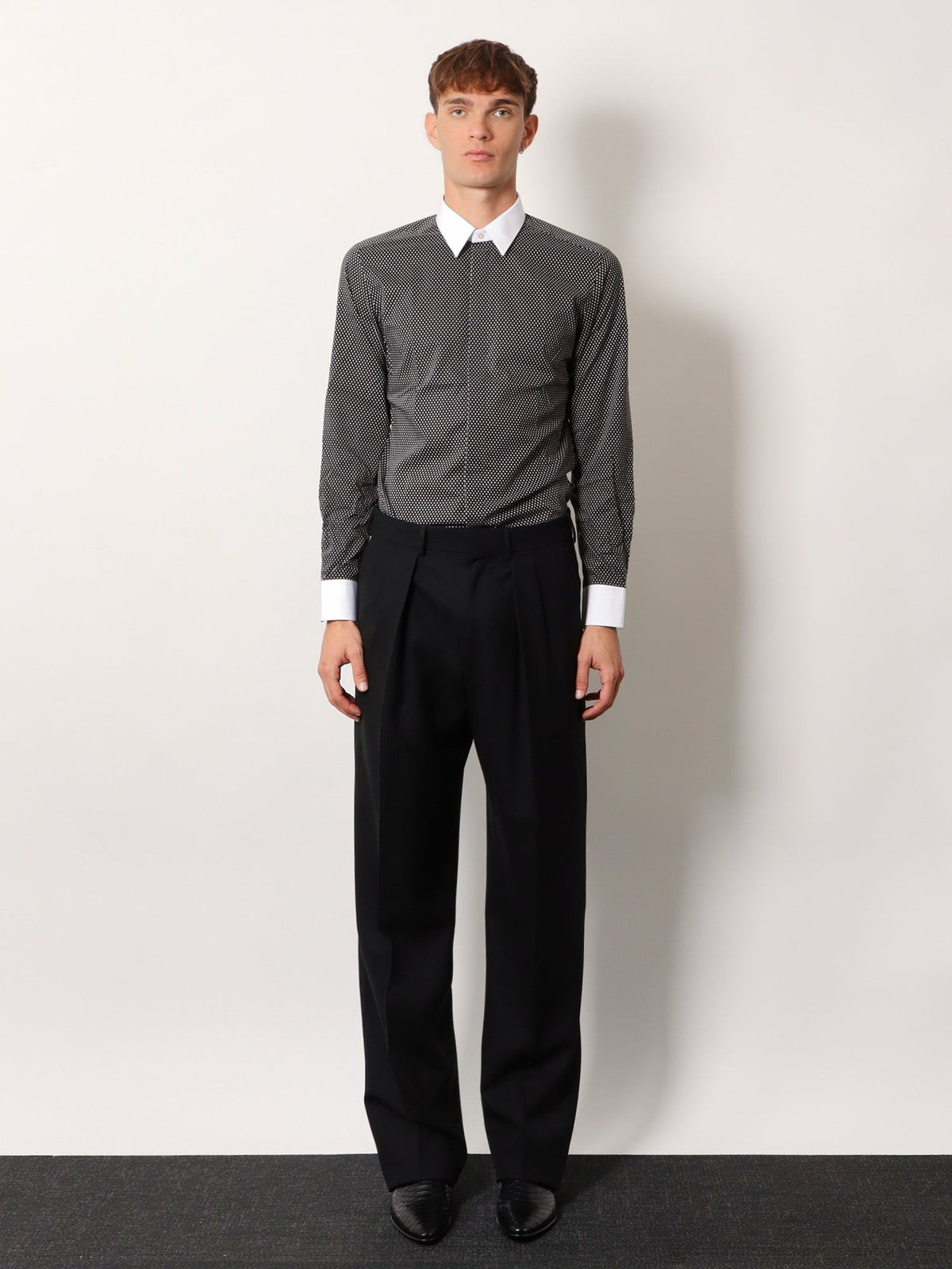 Tom Ford Men's Microfantasy Cotton Shirt Black, view 3