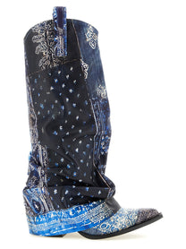 R13 Mid Cowboy Boots Blue