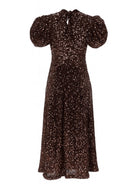 ROTATE Birger Christensen Women's Midi Dress Brown, view 3