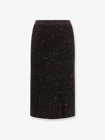 Bottega Veneta Women's Midi Wool Skirt Brown