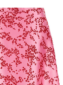 Alberta Ferretti Mikado Floreale Skirt Blue