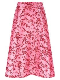 Alberta Ferretti Mikado Floreale Skirt Blue