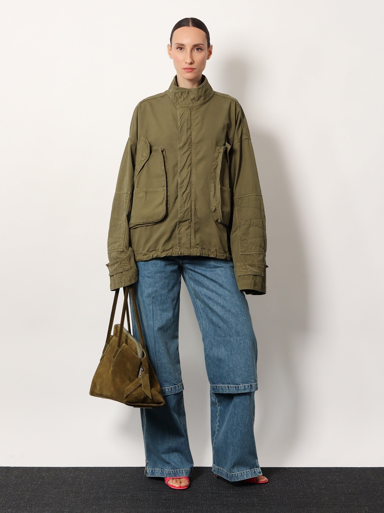 The Attico Women's Military Cotton Bomber Green