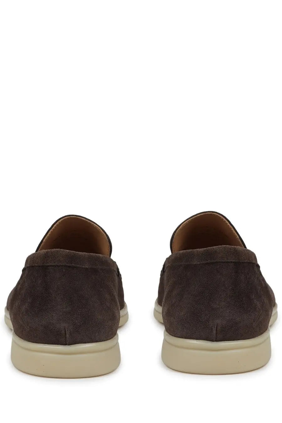 Mille885 men’s mocassino dark brown suede loafers with cream-colored rubber sole for casual wear