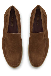 Mille885 men’s mocassino brown suede loafers with classic slip-on design and subtle stitching details