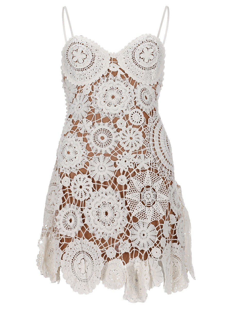 self-portrait Women's Mini Abito Crochet White
