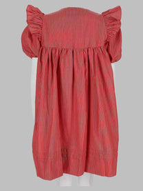 Ganni Women's Mini Abito in Cotone Righe Red