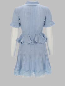self-portrait Women's Mini Abito in Maglia Traforata Blue