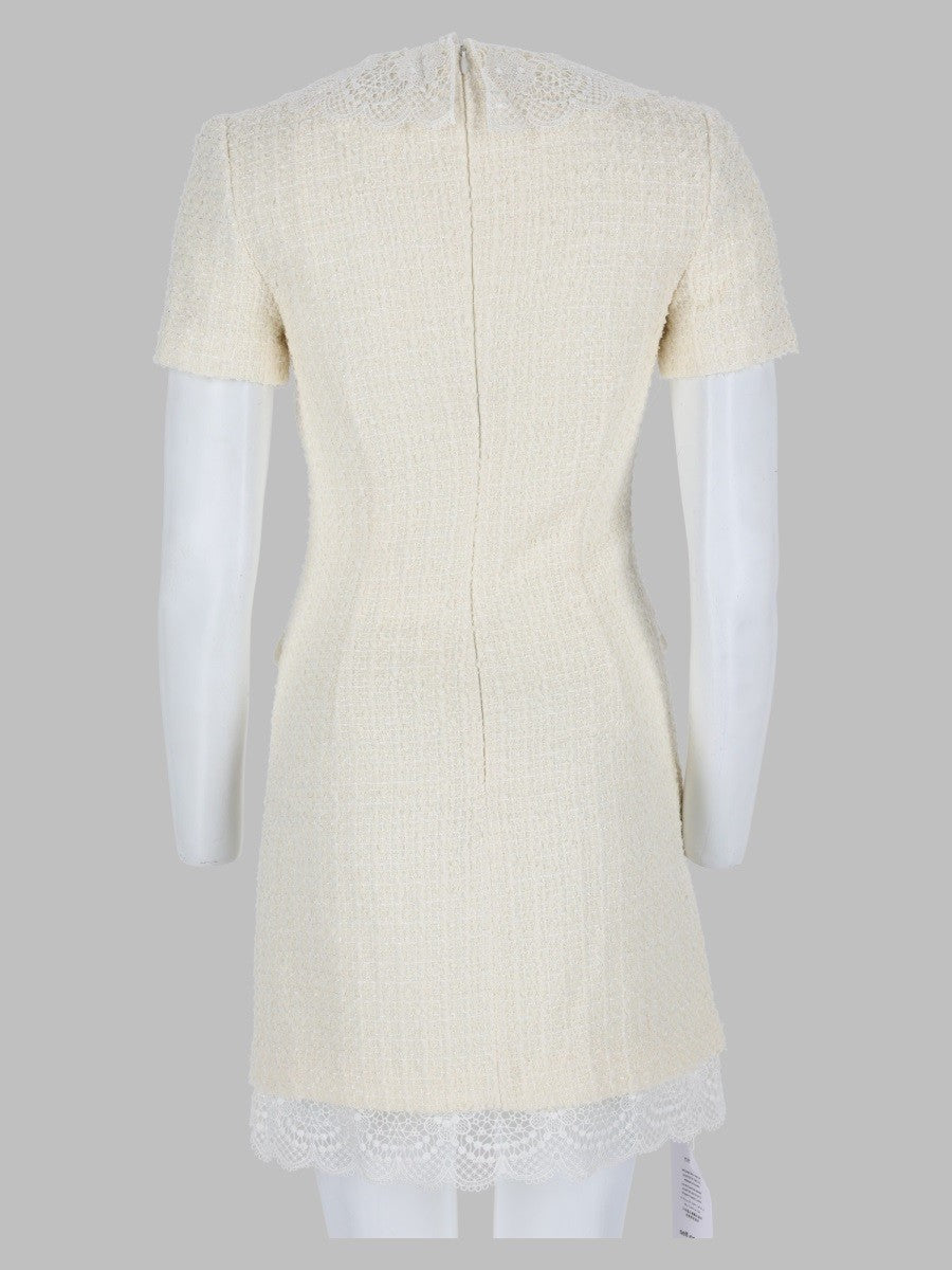 self-portrait Women's Mini Abito Sartoriale in Bouclé Con Inserti in Pizzo White