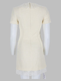 self-portrait Women's Mini Abito Sartoriale in Bouclé Con Inserti in Pizzo White