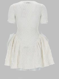 self-portrait Women's Mini Abito Svasato in Maglia Traforata White