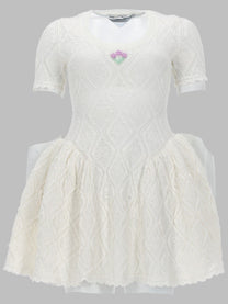 self-portrait Women's Mini Abito Svasato in Maglia Traforata White