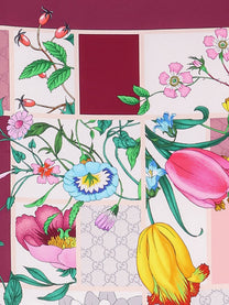 Gucci Women's Mini Block Flora Silk Foulard Blue