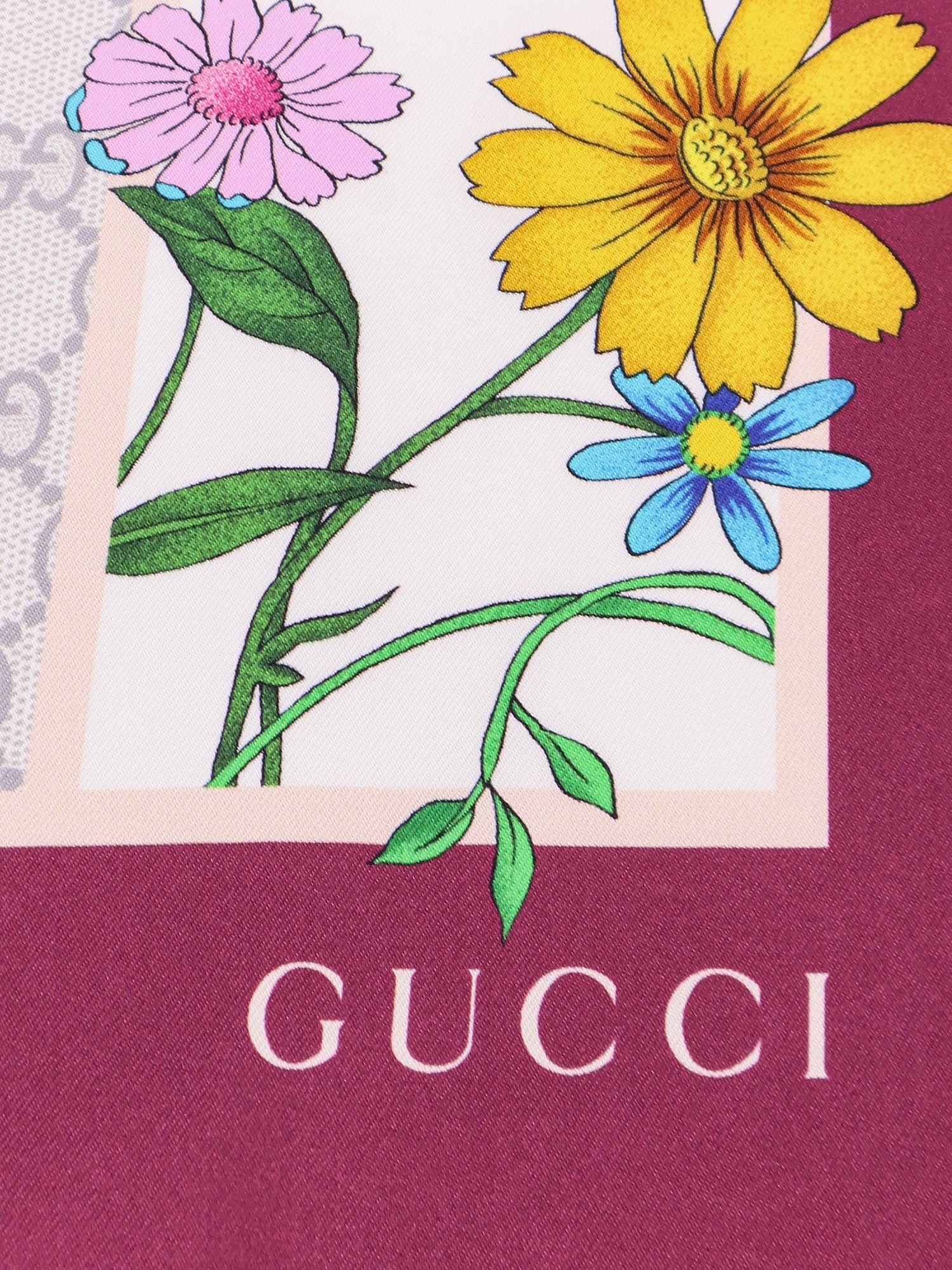 Gucci Women's Mini Block Flora Silk Foulard Blue