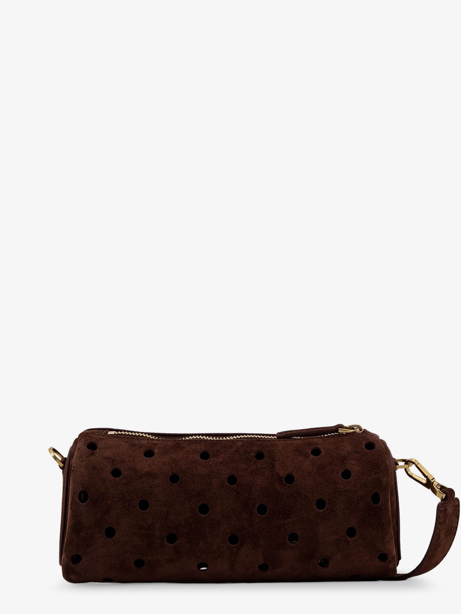 Manu Atelier Women's Mini Cylinder Suede Crossbody Bag Brown