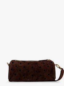 Manu Atelier Women's Mini Cylinder Suede Crossbody Bag Brown