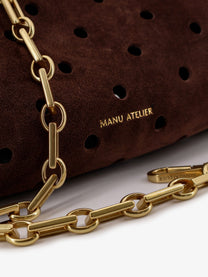 Manu Atelier Women's Mini Cylinder Suede Crossbody Bag Brown