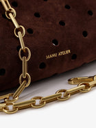 Manu Atelier Women's Mini Cylinder Suede Crossbody Bag Brown, view 5