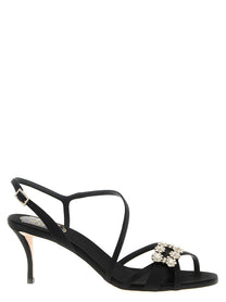 Roger Vivier Mini Flower Strass Sandals Black