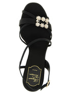 Roger Vivier Mini Flower Strass Sandals Black, view 4