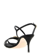 Roger Vivier Mini Flower Strass Sandals Black, view 3