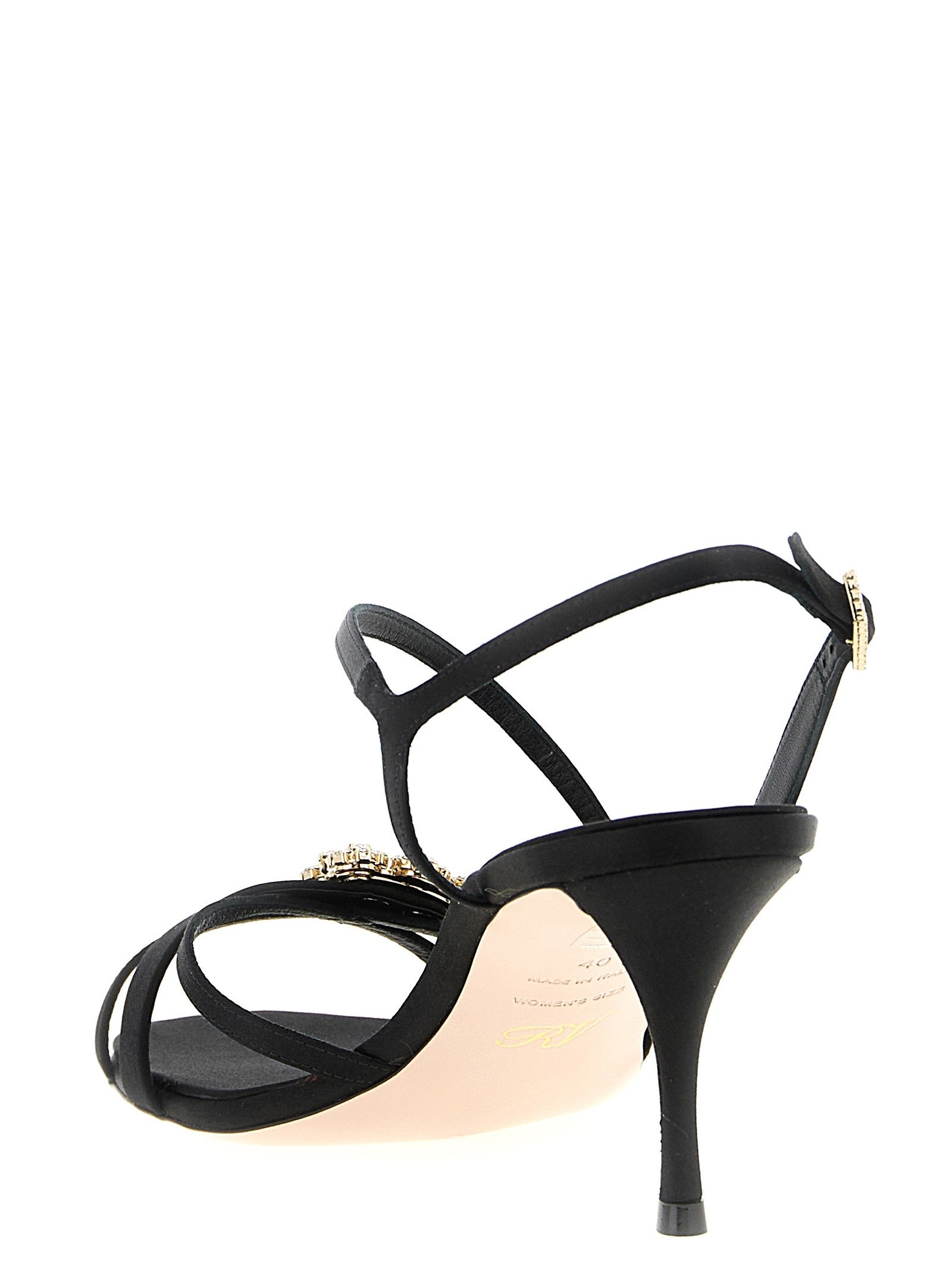 Roger Vivier Mini Flower Strass Sandals Black