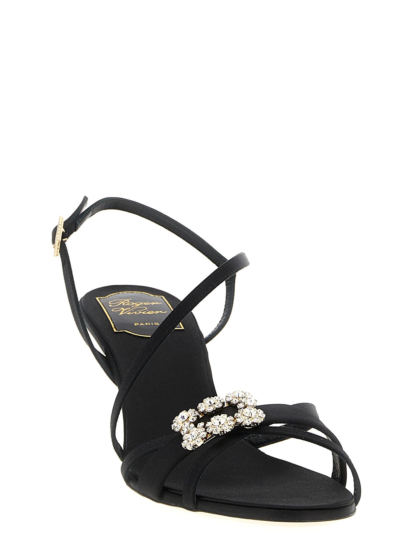 Roger Vivier Mini Flower Strass Sandals Black