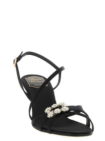 Roger Vivier Mini Flower Strass Sandals Black