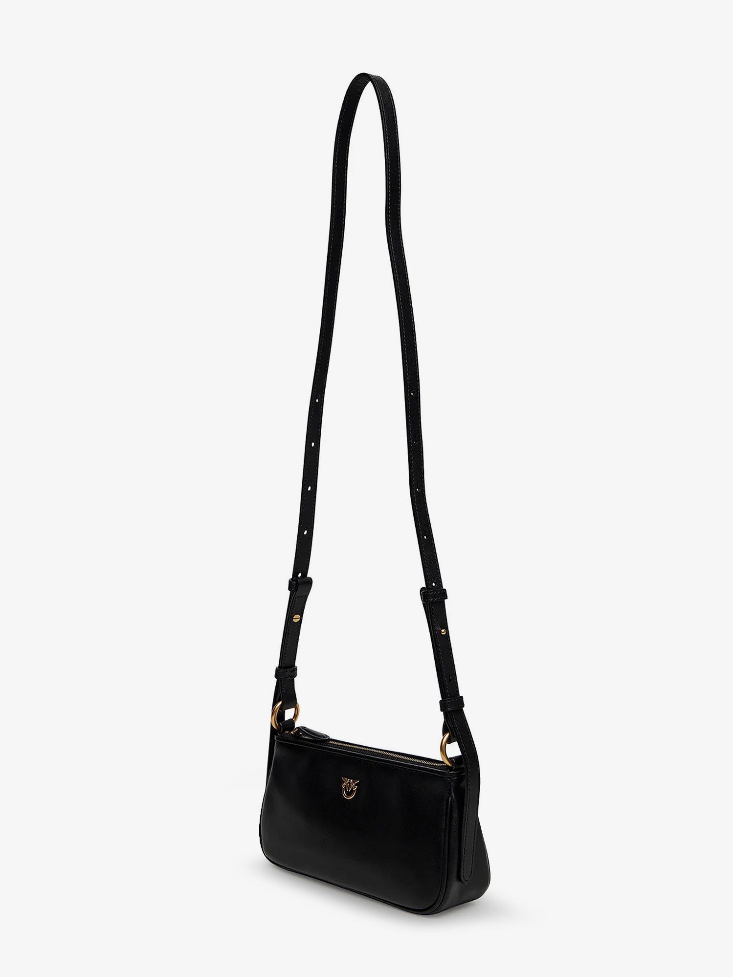 Pinko Women's Mini Half Moon Leather Crossbody Bag Black