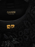 Ganni Mini Hobo Crochet Handbag Black, view 4