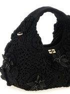 Ganni Mini Hobo Crochet Handbag Black, view 3