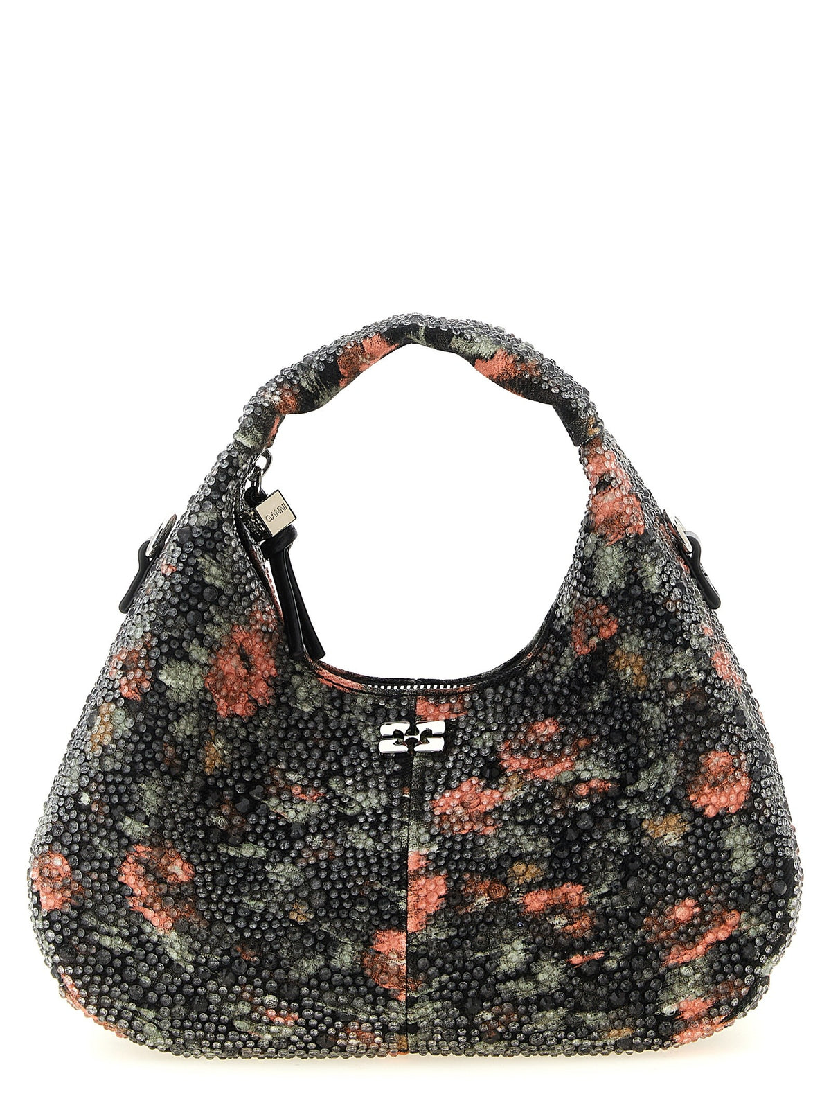 Ganni Mini Hobo Flowers Handbag Gold