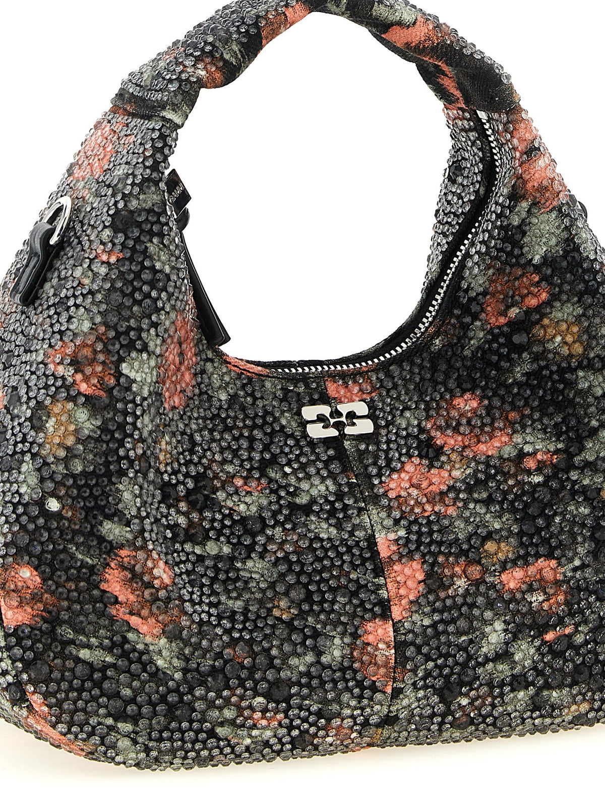 Ganni Mini Hobo Flowers Handbag Gold, view 3