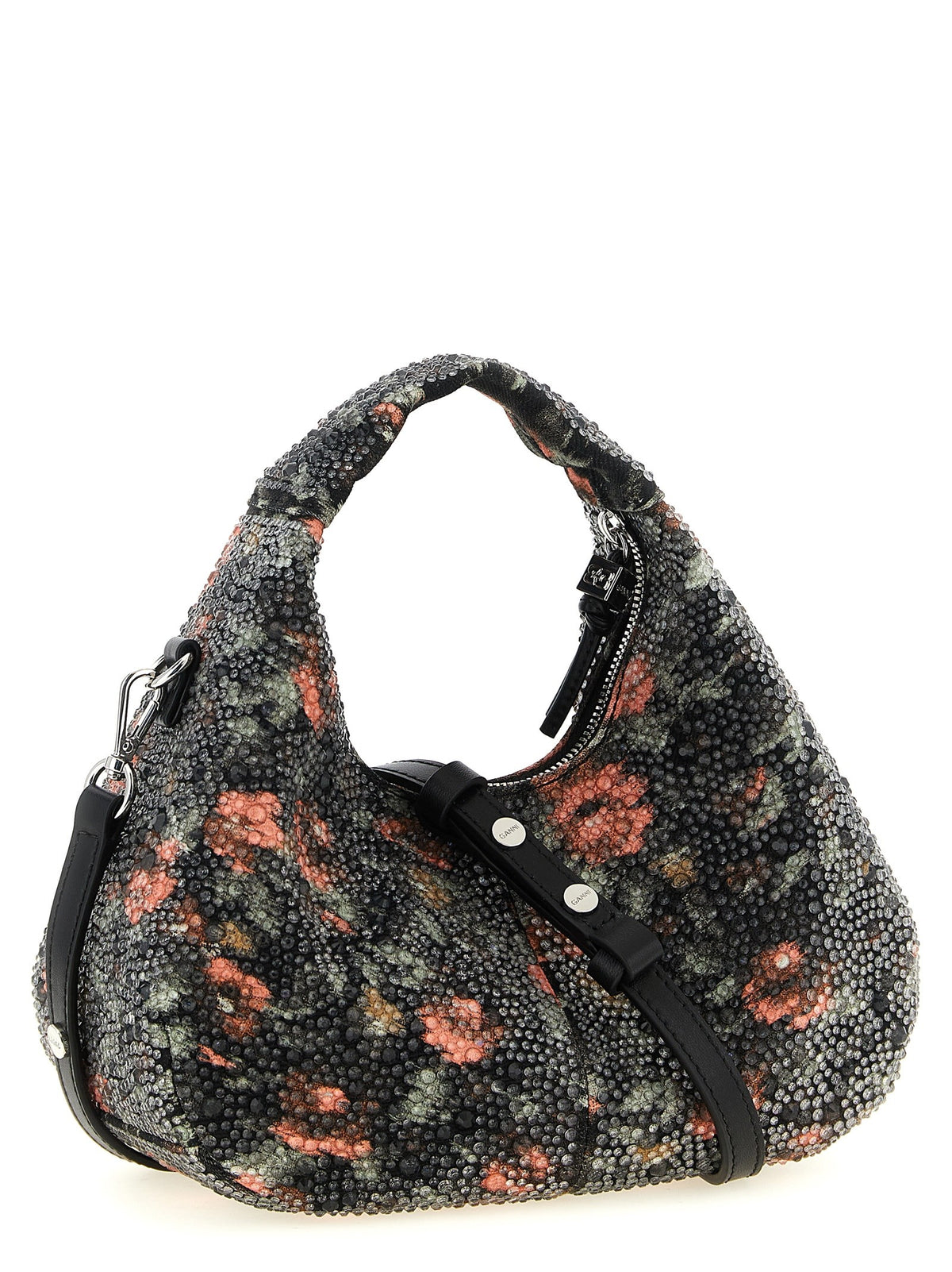 Ganni Mini Hobo Flowers Handbag Gold, view 2
