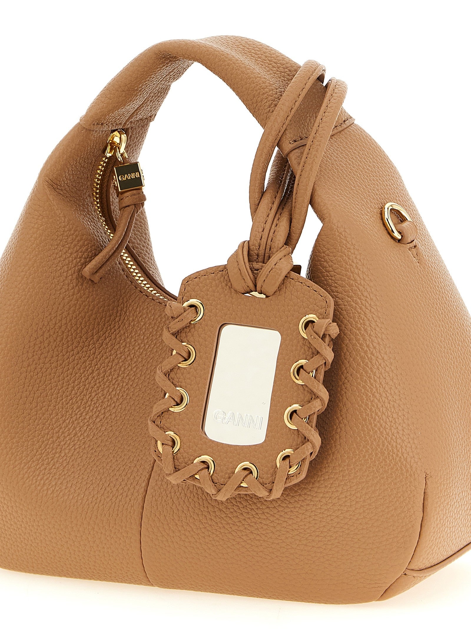 Ganni Mini Hobo Handbag Beige