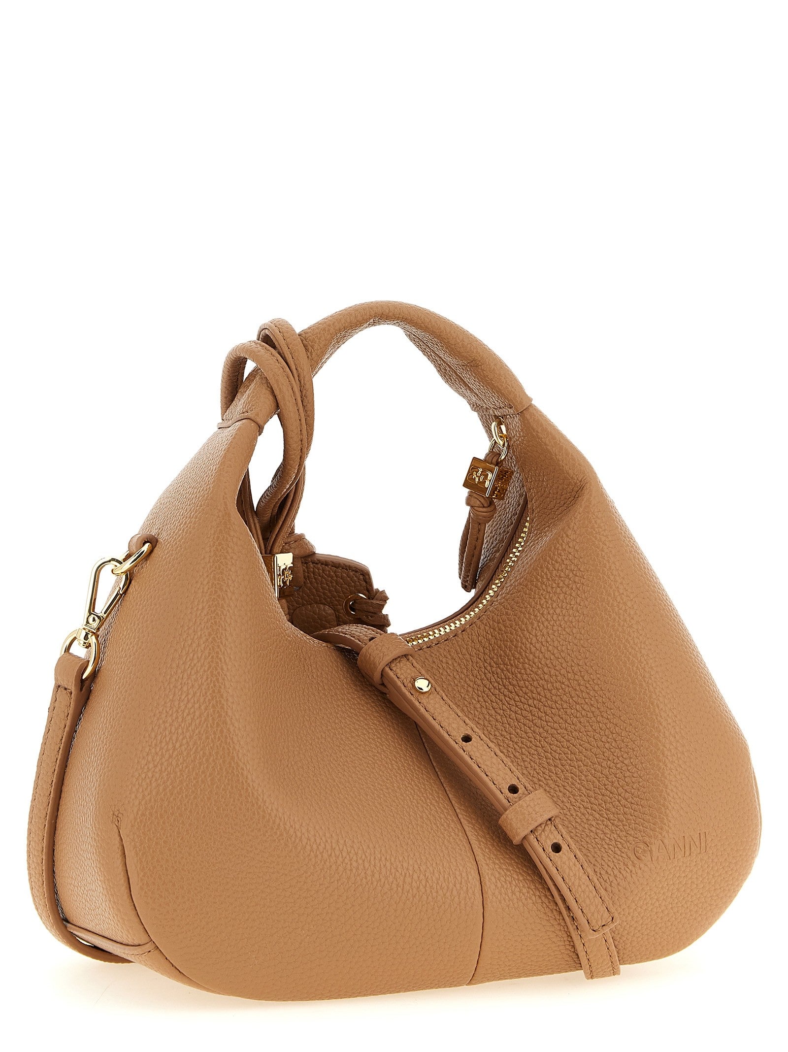 Ganni Mini Hobo Handbag Beige