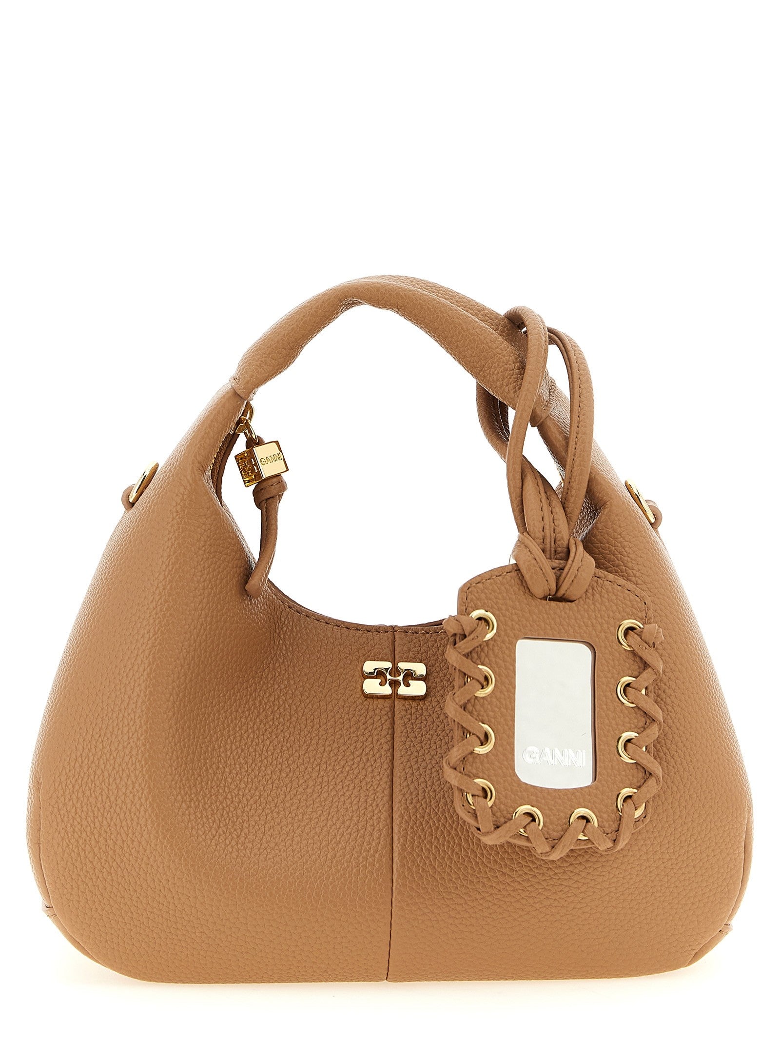 Ganni Mini Hobo Handbag Beige
