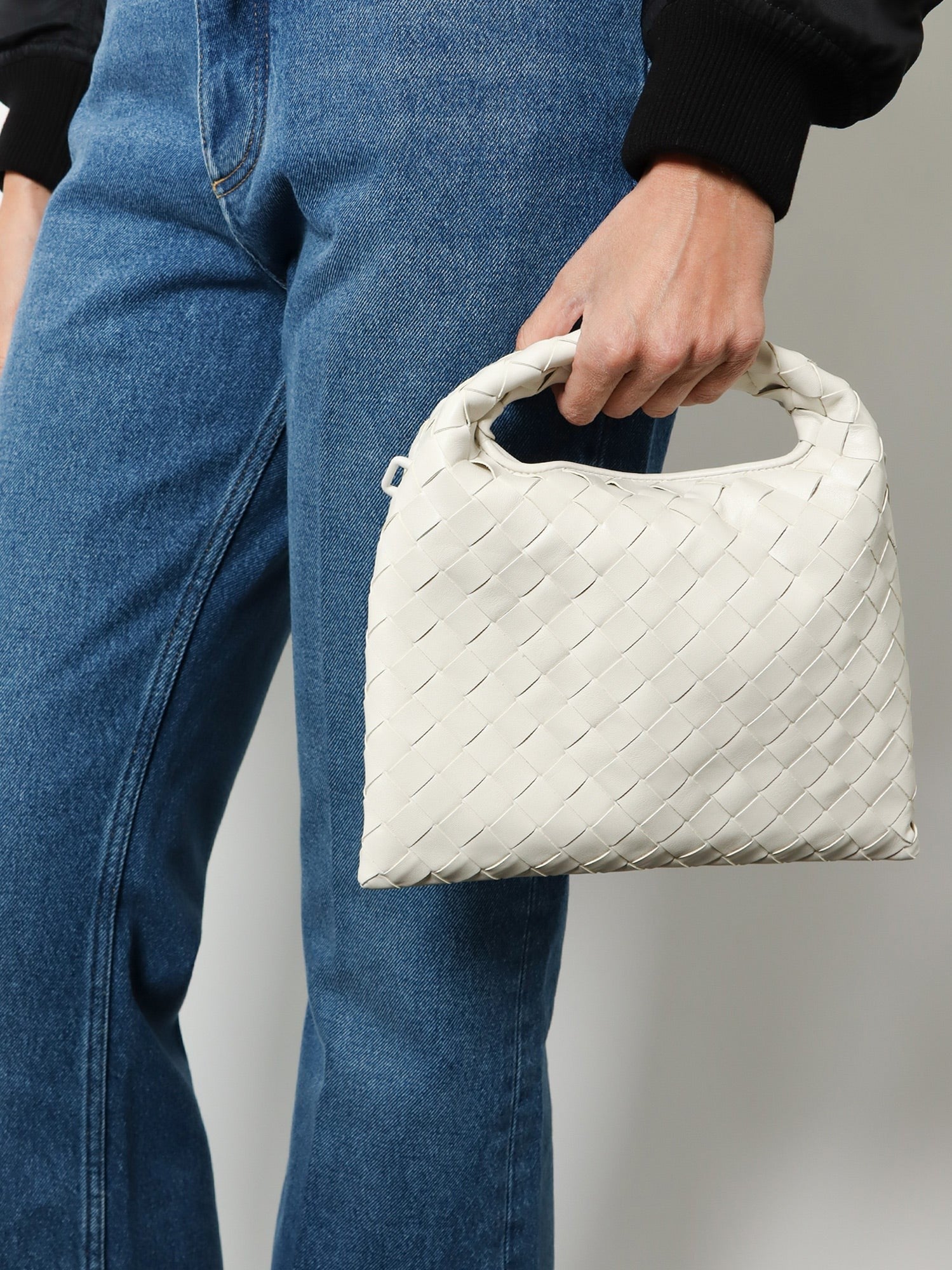 Bottega Veneta Women's Mini Hop Leather Crossbody Bag White