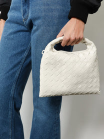 Bottega Veneta Women's Mini Hop Leather Crossbody Bag White