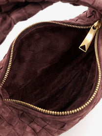 Bottega Veneta Women's Mini Jodie Intrecciato Suede Handbag Gold