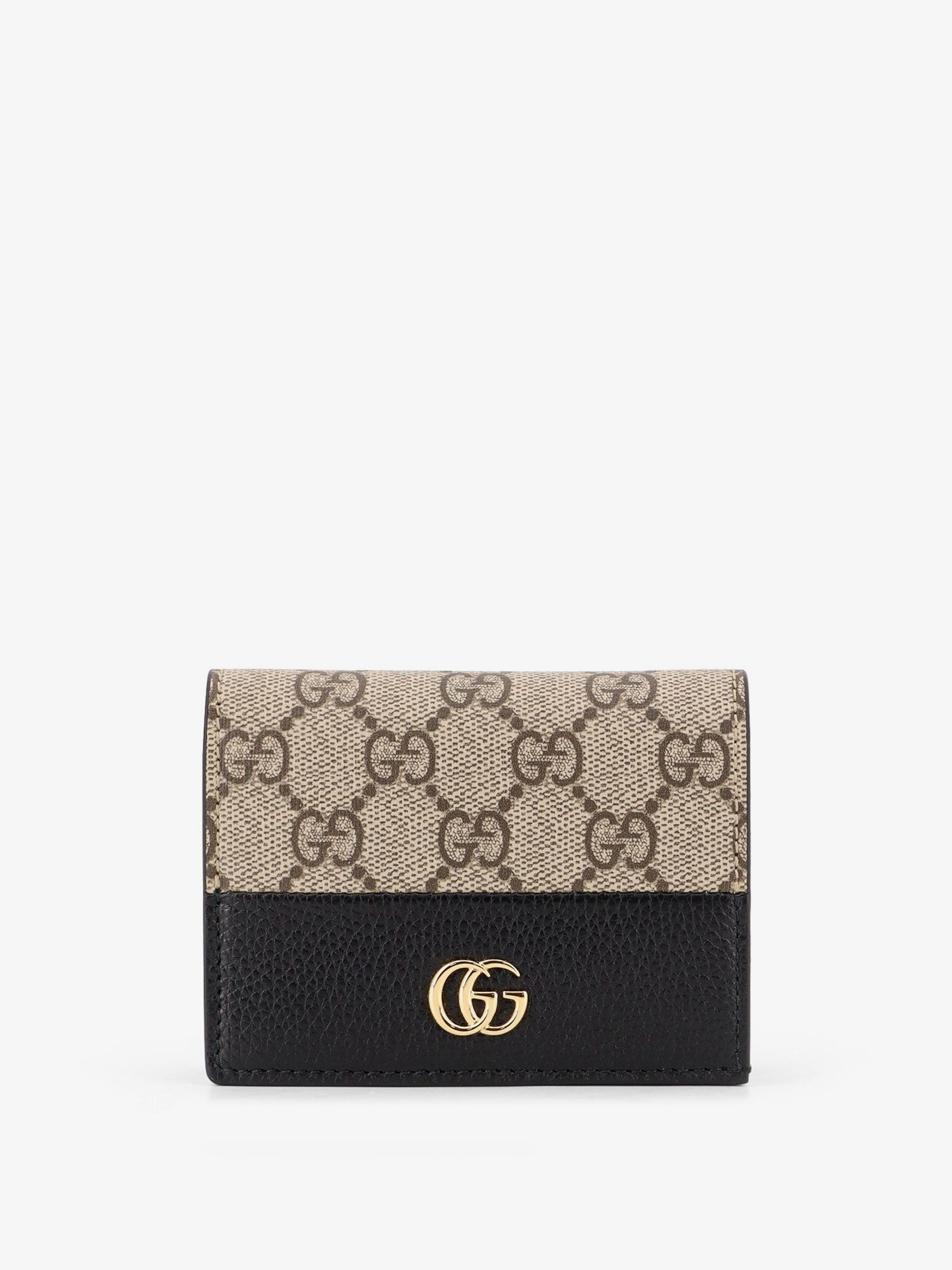 Gucci Women's Mini Leather Wallet and GG Supreme Fabric Black