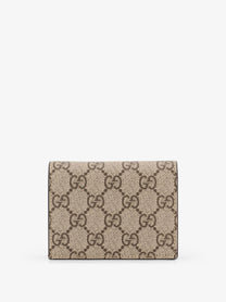 Gucci Women's Mini Leather Wallet and GG Supreme Fabric Black